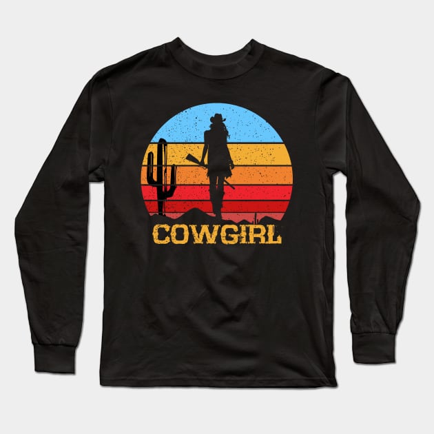 Cowgirl Retro Vintage Long Sleeve T-Shirt by DARSHIRTS